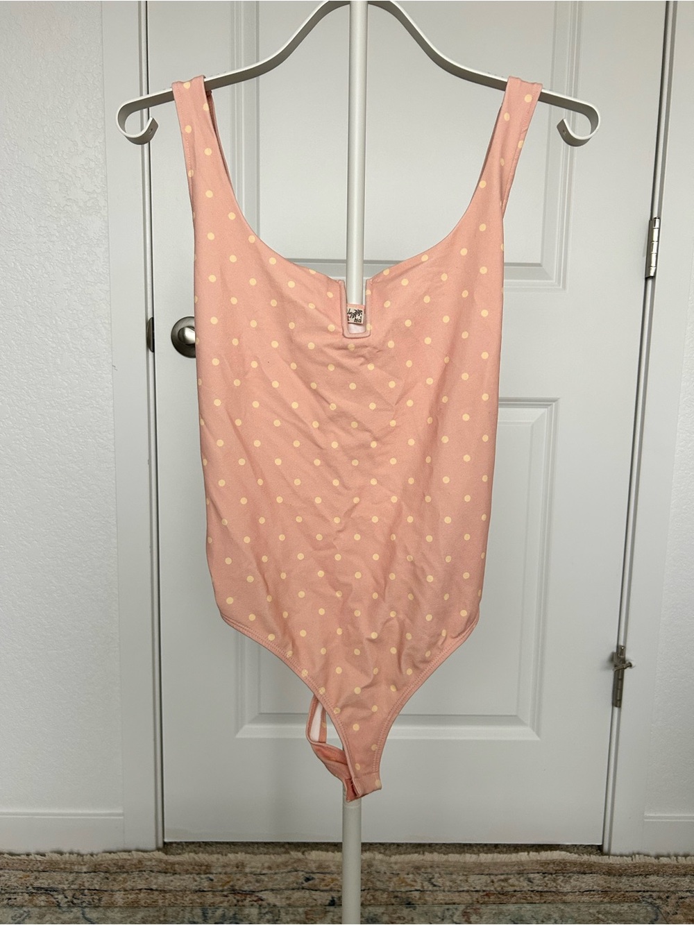 Free People Peach Polka-Dot Bodysuit